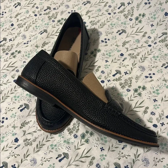 Black Leather Loafers with Gold Accent - Picture 2 of 3